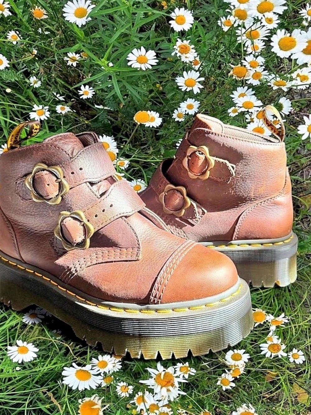 Dr. Martens Flower Buckle Platform Boots US 8